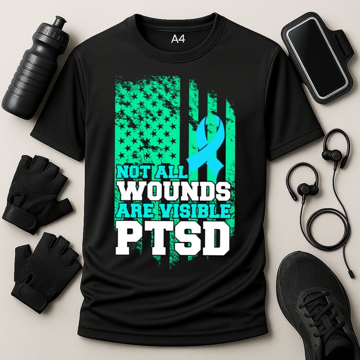 PTSD Flag Not All Wounds Are Visible Performance Shirt
