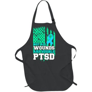 PTSD Flag Not All Wounds Are Visible Full-Length Apron With Pockets