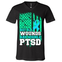 PTSD Flag Not All Wounds Are Visible V-Neck T-Shirt