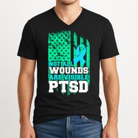 PTSD Flag Not All Wounds Are Visible V-Neck T-Shirt