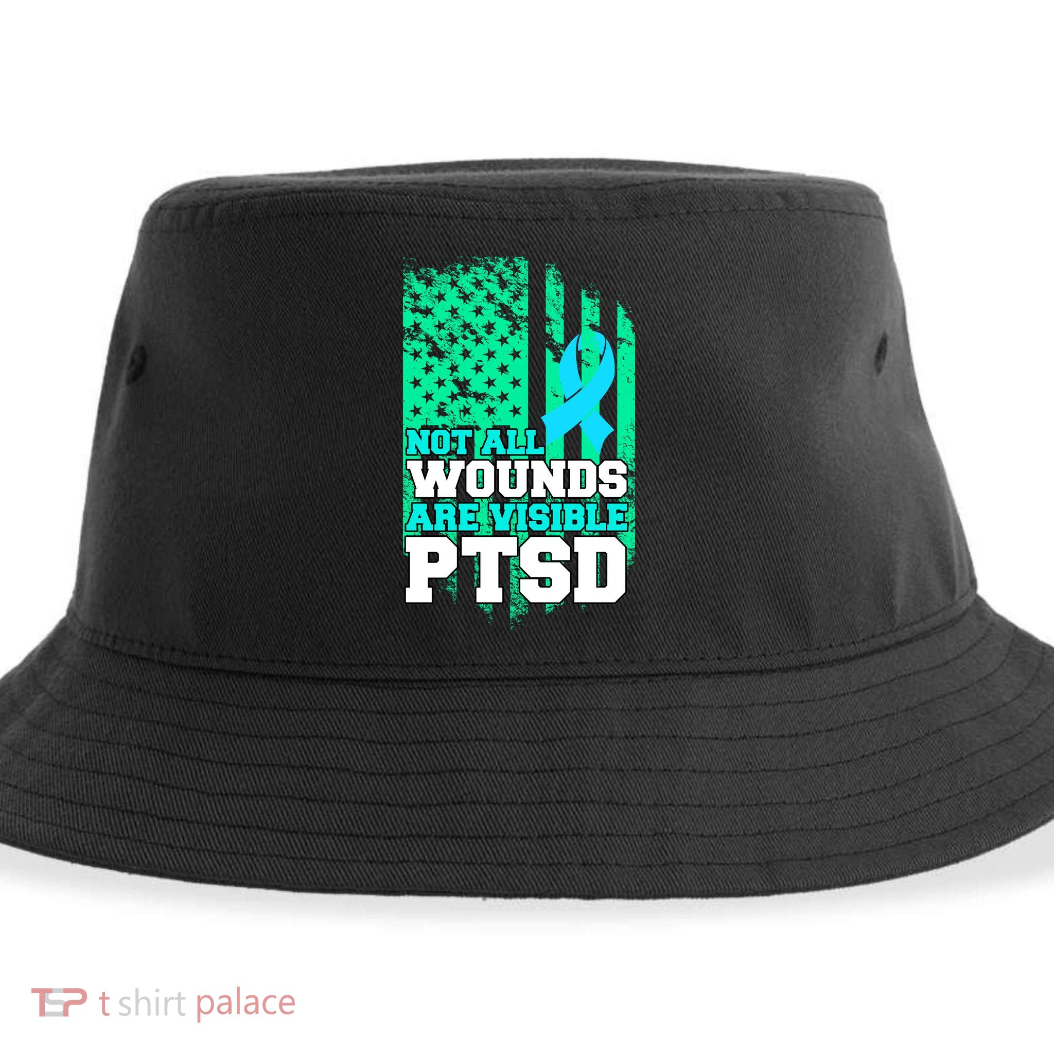 PTSD Flag Not All Wounds Are Visible Sustainable Bucket Hat