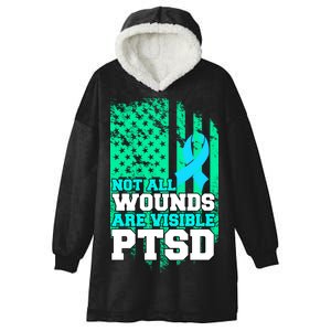 PTSD Flag Not All Wounds Are Visible Hooded Wearable Blanket