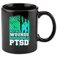 PTSD Flag Not All Wounds Are Visible 11oz C Handle Ceramic Mug