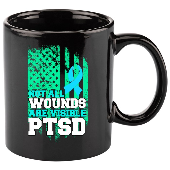 PTSD Flag Not All Wounds Are Visible 11oz C Handle Ceramic Mug