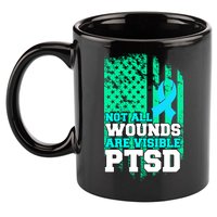 PTSD Flag Not All Wounds Are Visible 11oz C Handle Ceramic Mug