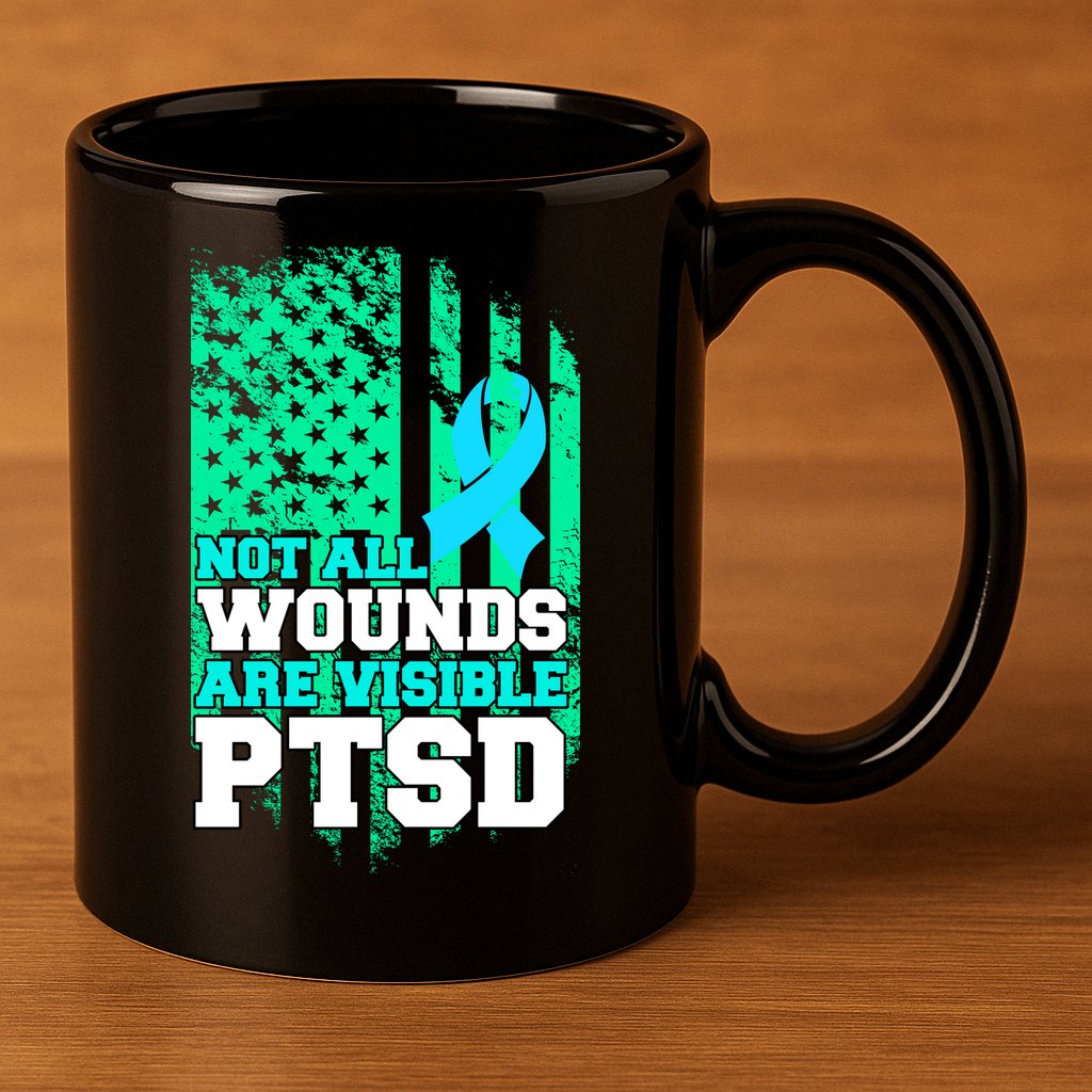 PTSD Flag Not All Wounds Are Visible 11oz C Handle Ceramic Mug