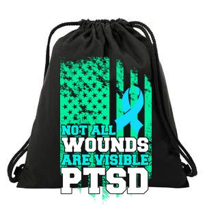 PTSD Flag Not All Wounds Are Visible Drawstring Bag