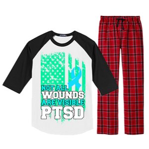 PTSD Flag Not All Wounds Are Visible Raglan Sleeve Pajama Set