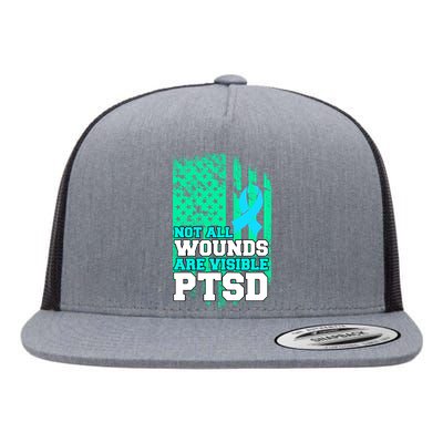 PTSD Flag Not All Wounds Are Visible Flat Bill Trucker Hat