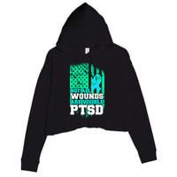 PTSD Flag Not All Wounds Are Visible Crop Fleece Hoodie