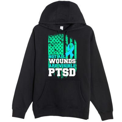 PTSD Flag Not All Wounds Are Visible Premium Pullover Hoodie