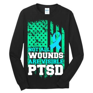 PTSD Flag Not All Wounds Are Visible Tall Long Sleeve T-Shirt