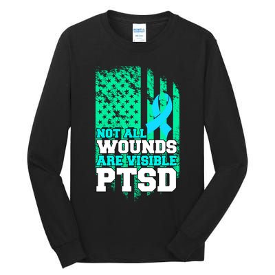 PTSD Flag Not All Wounds Are Visible Tall Long Sleeve T-Shirt