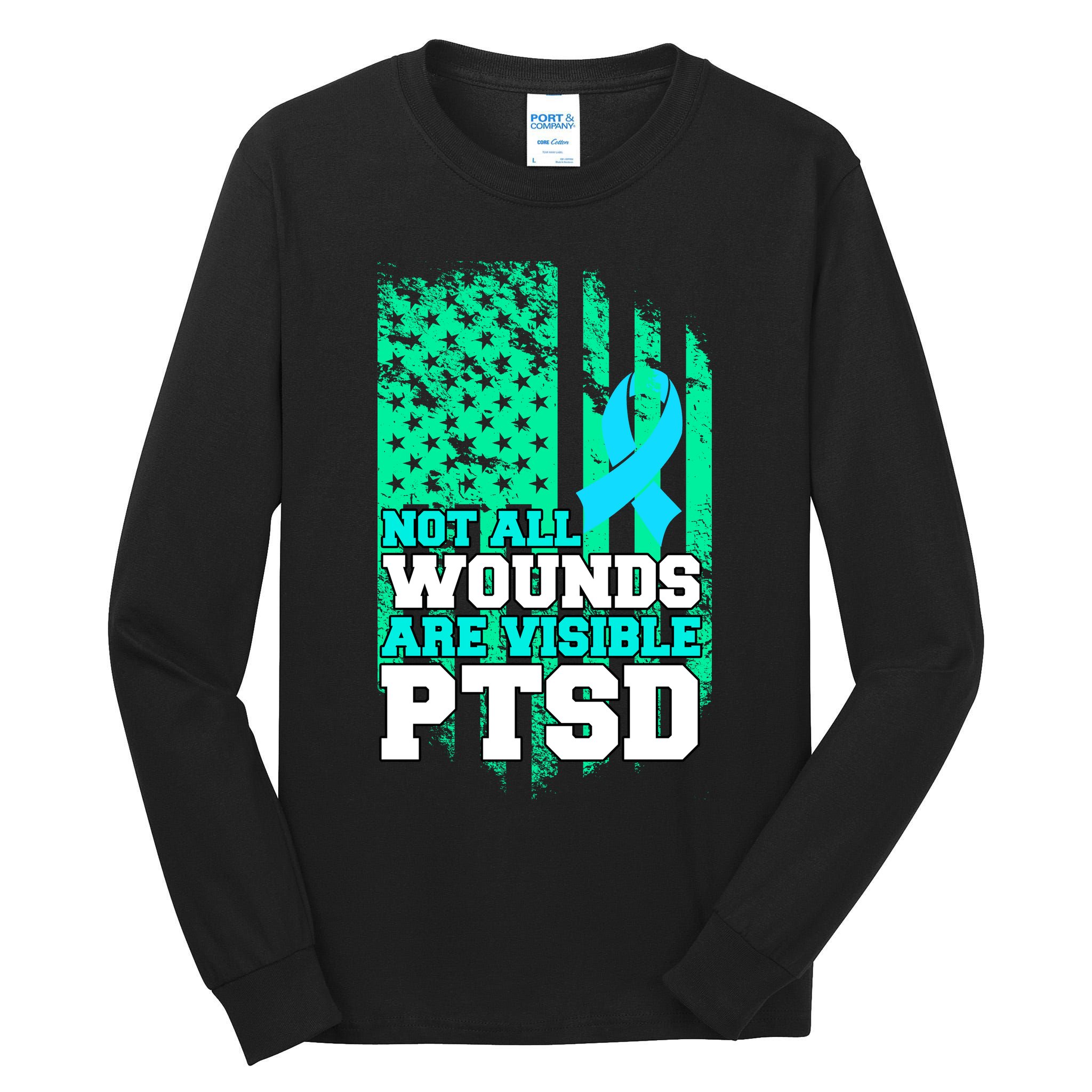 PTSD Flag Not All Wounds Are Visible Tall Long Sleeve T-Shirt