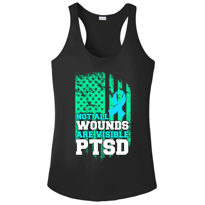 PTSD Flag Not All Wounds Are Visible Ladies PosiCharge Competitor Racerback Tank