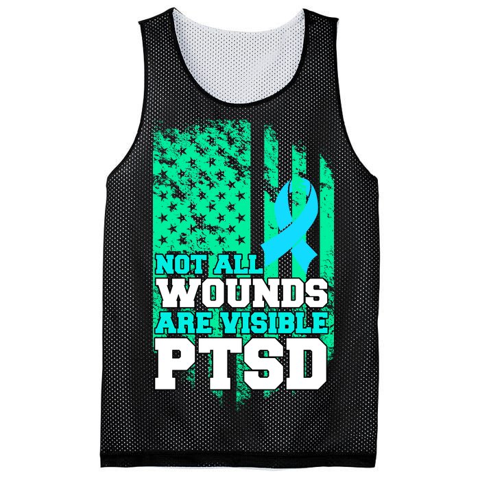 PTSD Flag Not All Wounds Are Visible Mesh Reversible Basketball Jersey Tank