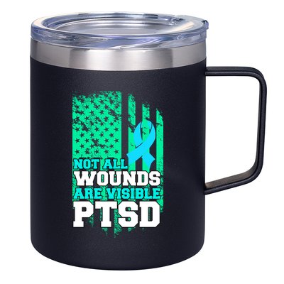 PTSD Flag Not All Wounds Are Visible 12oz Stainless Steel Coffee Mug