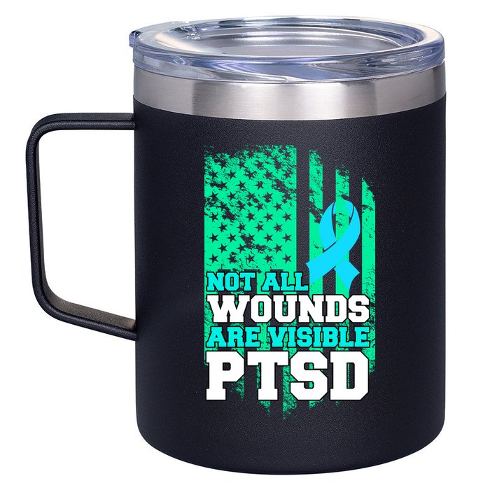PTSD Flag Not All Wounds Are Visible 12oz Stainless Steel Coffee Mug