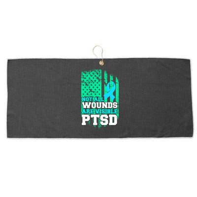PTSD Flag Not All Wounds Are Visible Large Microfiber Waffle Golf Towel
