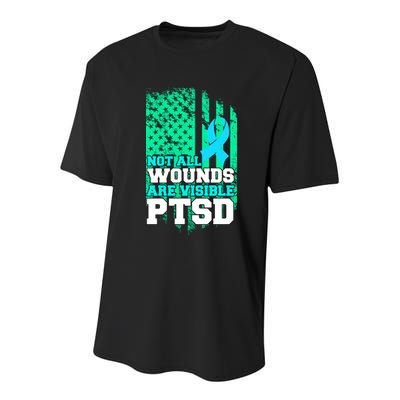 PTSD Flag Not All Wounds Are Visible Youth Performance Sprint T-Shirt