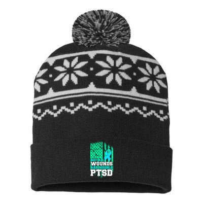 PTSD Flag Not All Wounds Are Visible USA-Made Snowflake Beanie