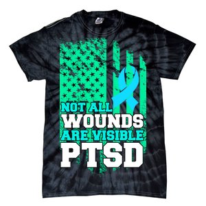 PTSD Flag Not All Wounds Are Visible Tie-Dye T-Shirt