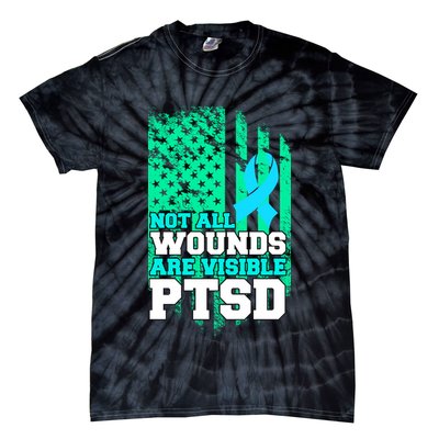 PTSD Flag Not All Wounds Are Visible Tie-Dye T-Shirt