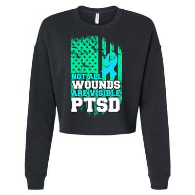 PTSD Flag Not All Wounds Are Visible Cropped Pullover Crew