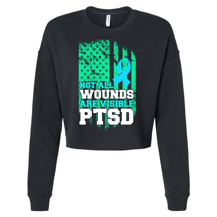 PTSD Flag Not All Wounds Are Visible Cropped Pullover Crew