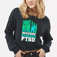 PTSD Flag Not All Wounds Are Visible Cropped Pullover Crew