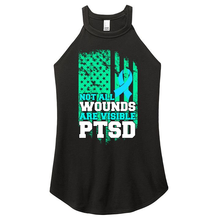 PTSD Flag Not All Wounds Are Visible Women's Perfect Tri Rocker Tank