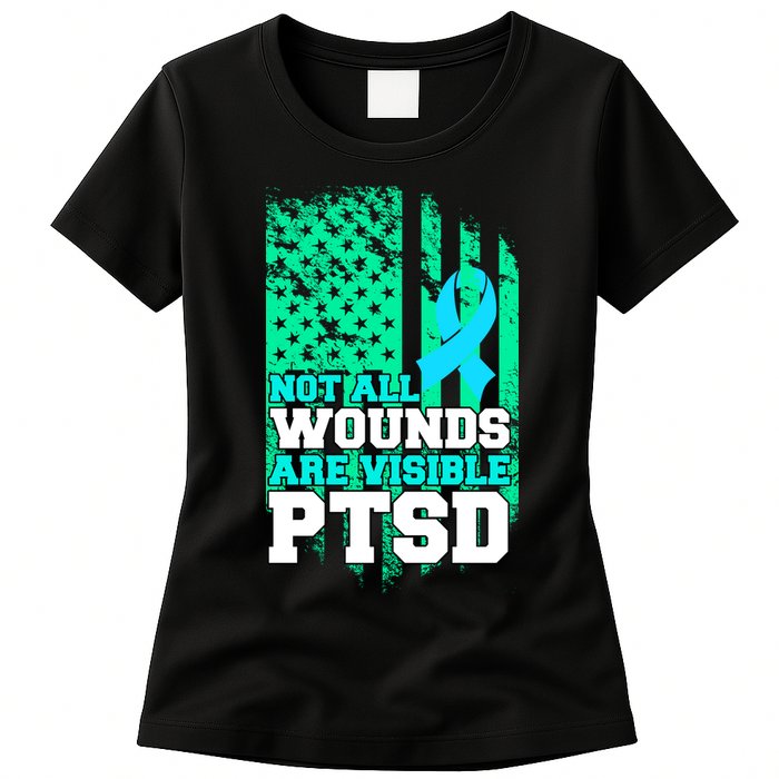 PTSD Flag Not All Wounds Are Visible Womens T-Shirt