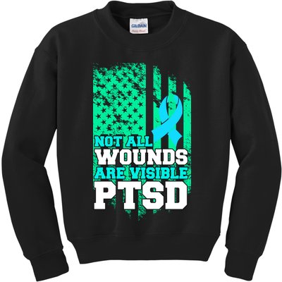 PTSD Flag Not All Wounds Are Visible Kids Sweatshirt