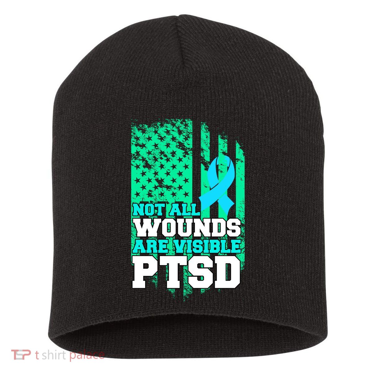 PTSD Flag Not All Wounds Are Visible Short Acrylic Beanie