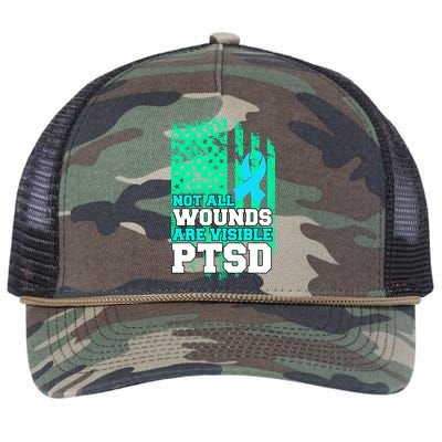 PTSD Flag Not All Wounds Are Visible Retro Rope Trucker Hat Cap