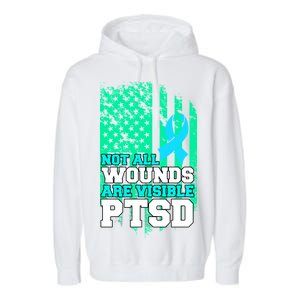 PTSD Flag Not All Wounds Are Visible Garment-Dyed Fleece Hoodie