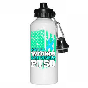 PTSD Flag Not All Wounds Are Visible Aluminum Water Bottle