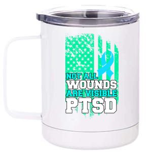 PTSD Flag Not All Wounds Are Visible 12 oz Stainless Steel Tumbler Cup