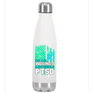 PTSD Flag Not All Wounds Are Visible Stainless Steel Insulated Water Bottle