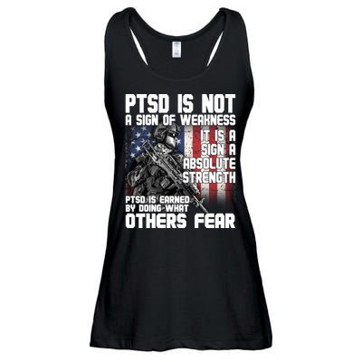 PTSD Is Not A Sign Of Weakness Support Military Troops Ladies Essential Flowy Tank