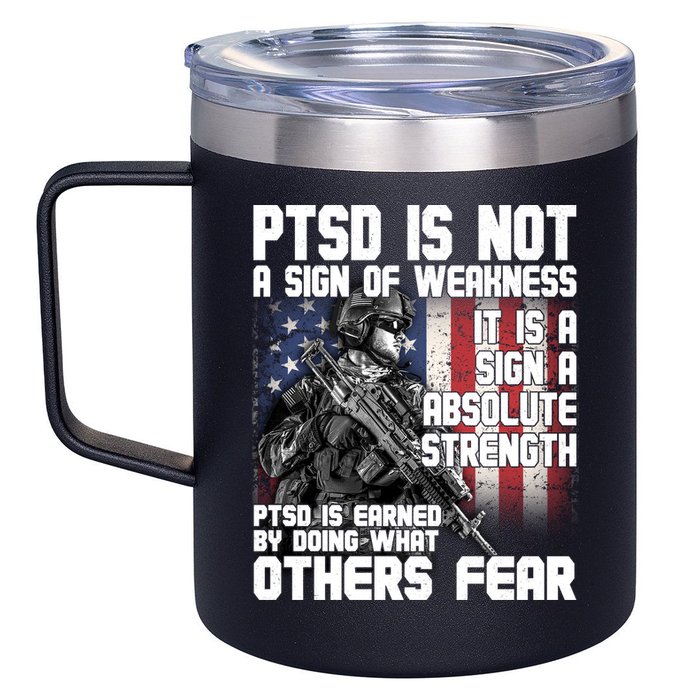 PTSD Is Not A Sign Of Weakness Support Military Troops 12oz Stainless Steel Coffee Mug
