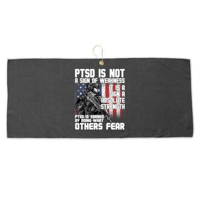 PTSD Is Not A Sign Of Weakness Support Military Troops Large Microfiber Waffle Golf Towel