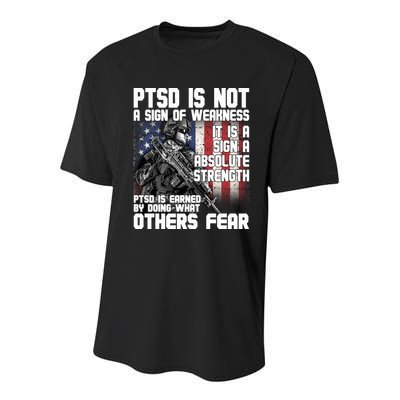 PTSD Is Not A Sign Of Weakness Support Military Troops Youth Performance Sprint T-Shirt
