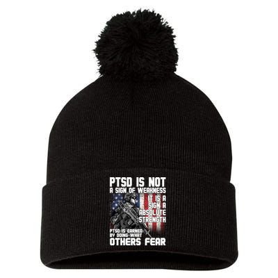 PTSD Is Not A Sign Of Weakness Support Military Troops Pom Pom 12in Knit Beanie