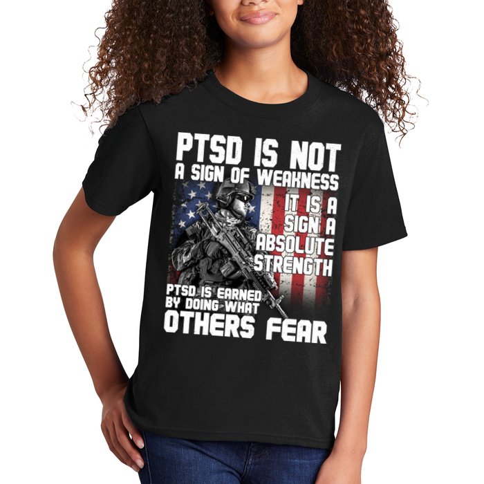 PTSD Is Not A Sign Of Weakness Support Military Troops Kids T-Shirt