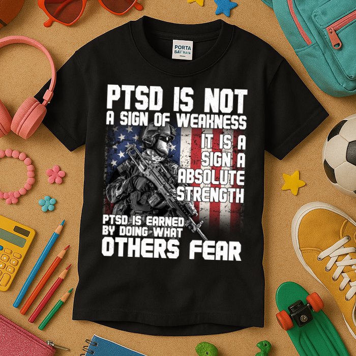 PTSD Is Not A Sign Of Weakness Support Military Troops Kids T-Shirt