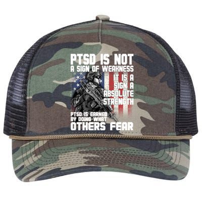 PTSD Is Not A Sign Of Weakness Support Military Troops Retro Rope Trucker Hat Cap