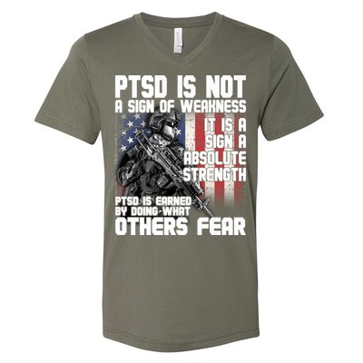 PTSD Is Not A Sign Of Weakness Support Military Troops V-Neck T-Shirt
