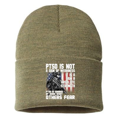 PTSD Is Not A Sign Of Weakness Support Military Troops Sustainable Knit Beanie