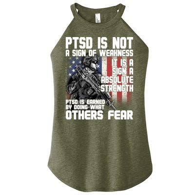 PTSD Is Not A Sign Of Weakness Support Military Troops Women's Perfect Tri Rocker Tank